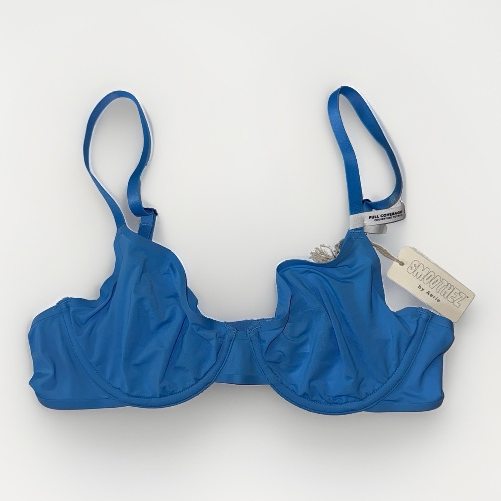 NWT Aerie SMOOTHEZ Unlined Full Coverage Bra Underwire Blue Size 34B NEW